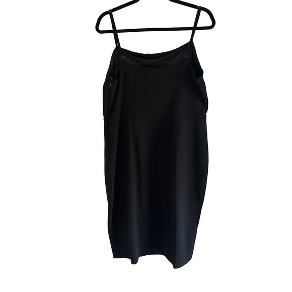 Express Plus Size XL Form Fitting Spaghetti Strap Thigh Slit Little Black Dress - Picture 2 of 5